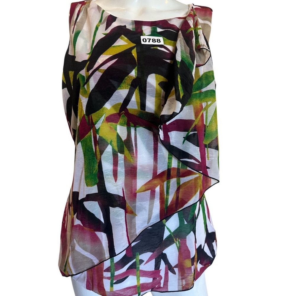 Worthington Multi-Color Abstract Print Sleeveless Blouse Women’s M Lined Trópica